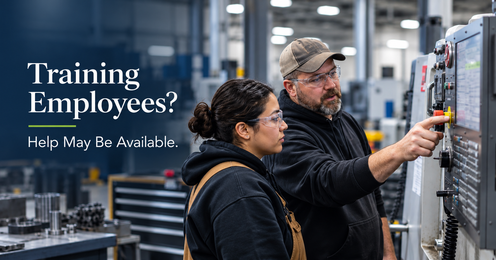 Employee receiving manufacturing training for the Indiana Employer Training Grant